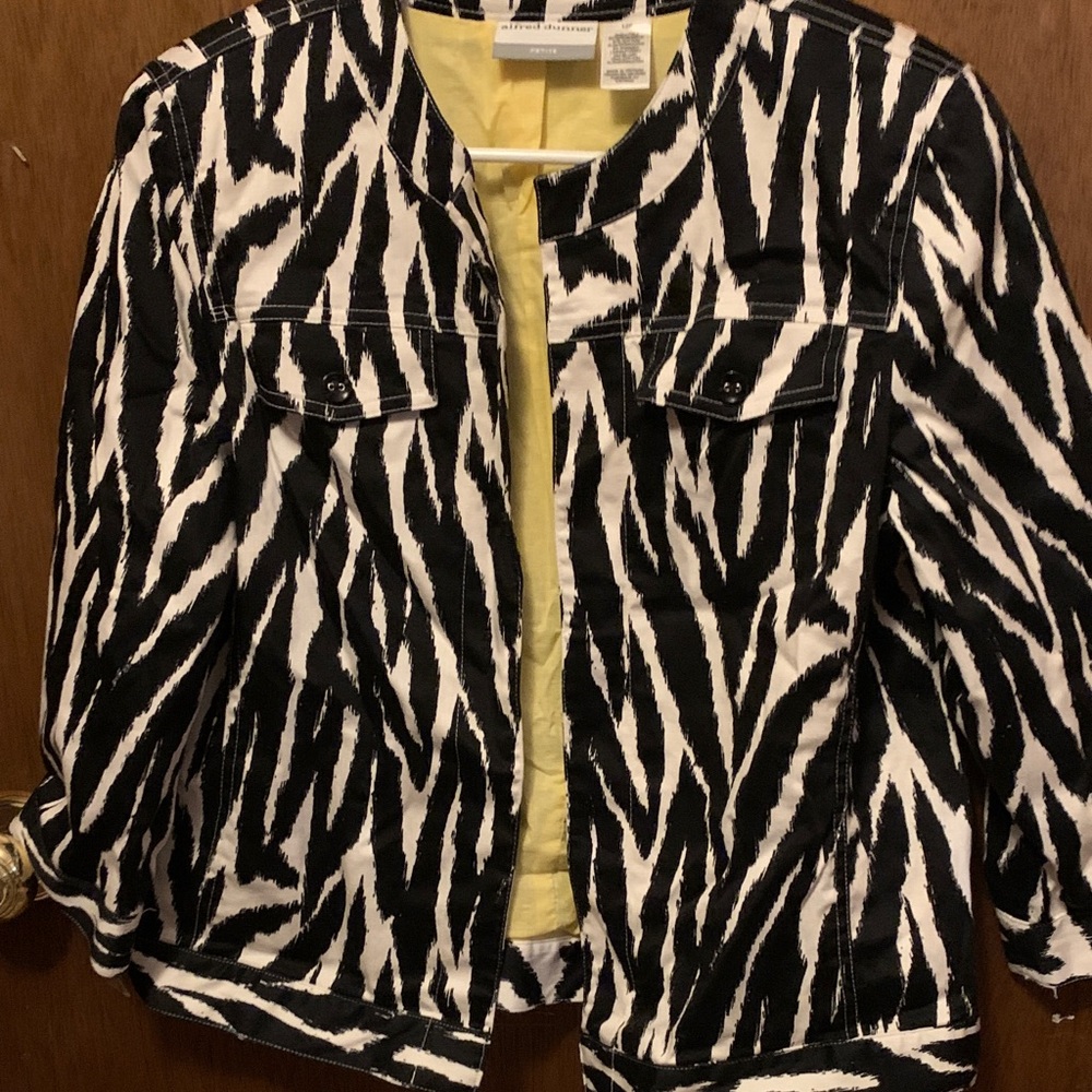 Alfred Dunner Black and White Zebra Print Jacket
